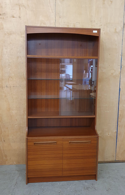 Vintage Glass Display Cabinet with Bottom Cabinet and Glass Shelves - 104463