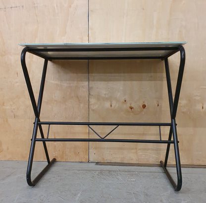 Tempered Glass Top Metal Base Desk with World Map Dotted Design - 103677