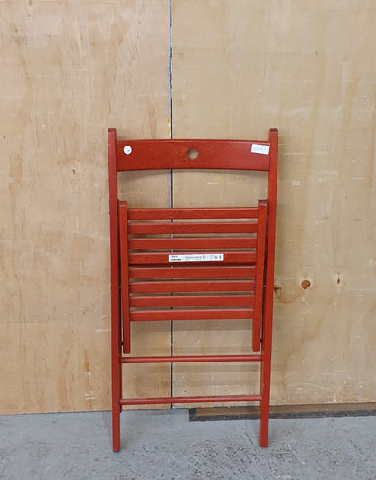 IKEA Single Red Wooden Slatted Seat Folding Chair - 103854