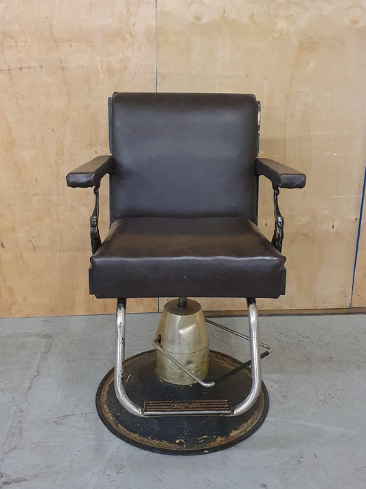 Vintage Style Barbers Chair with Egyption Sphynx Under Each Armrest -103031