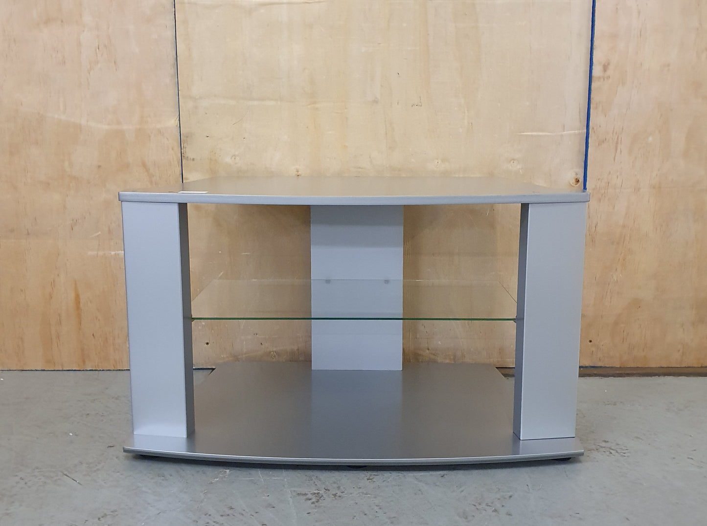 Silver TV Stand with Glass Shelf - 200624-02