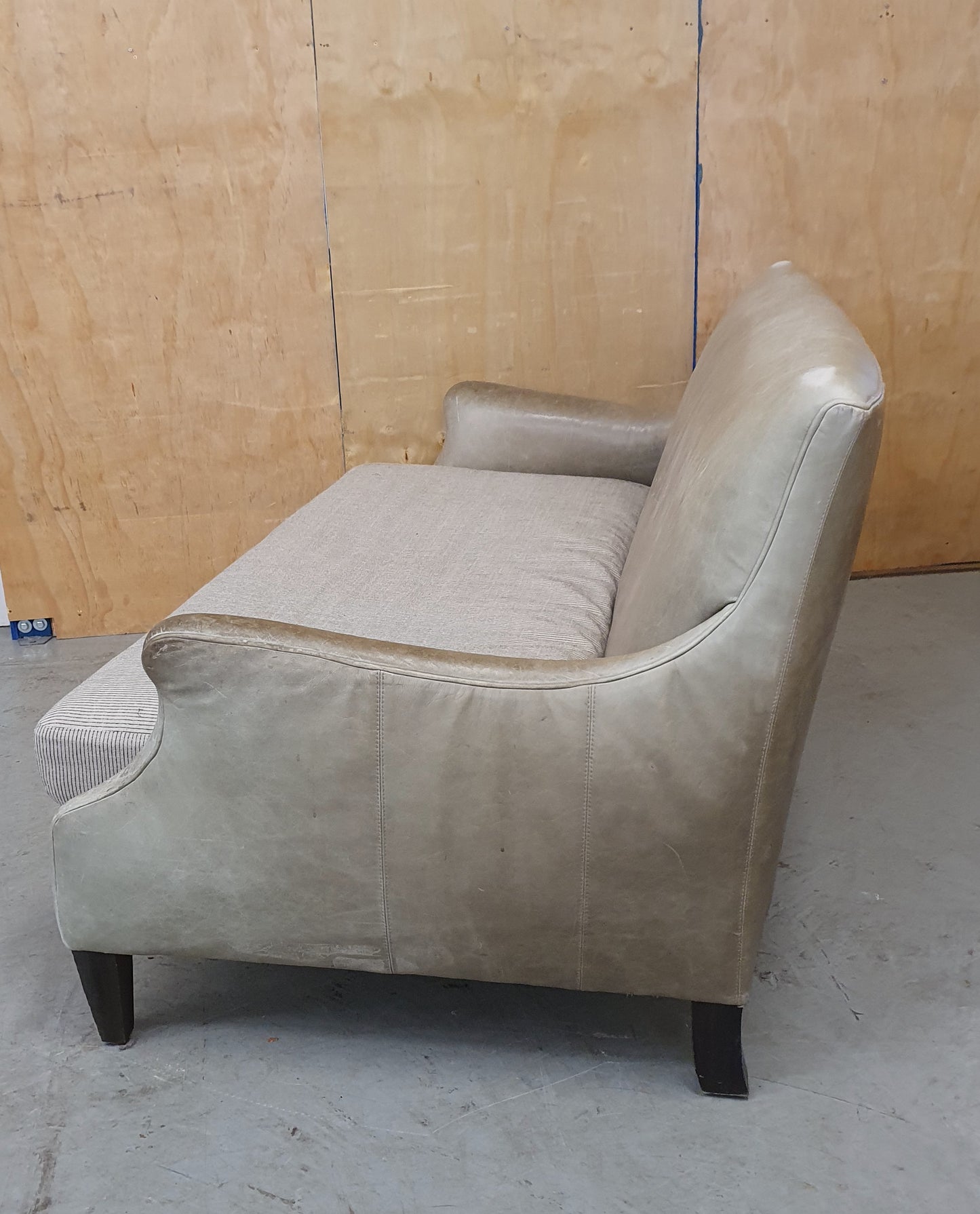 Grey Leather 2 Seater Modern Sofa with Removable Cushioned Seat  - 103933