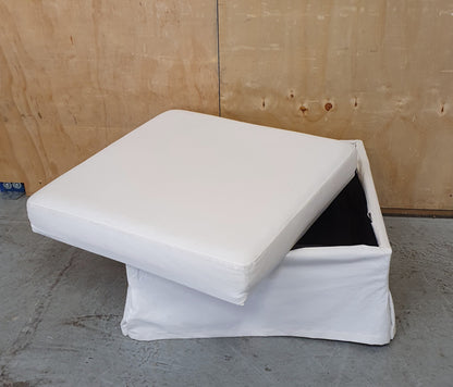 Large White Storage Ottoman with Removable Lid - 104806