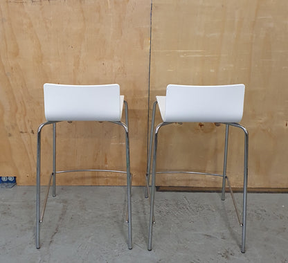 2 Matching White Stackable Bar Stools with Chrome Frame - RN193197 / RN103192