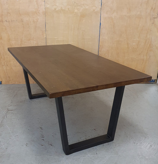 Large Mahogany Top Dining Table with Black Metal Detachable Legs - 104282