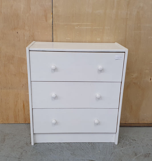 Small White 3 Drawer Wooden Chest of Drawers - EL102797