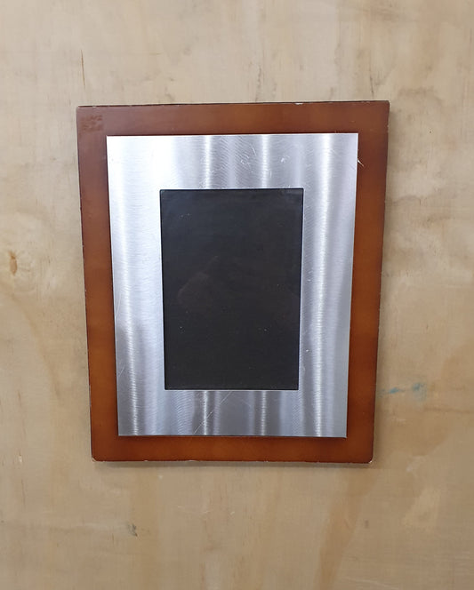 Small Silver and Wood Picture Frame - 121223-05