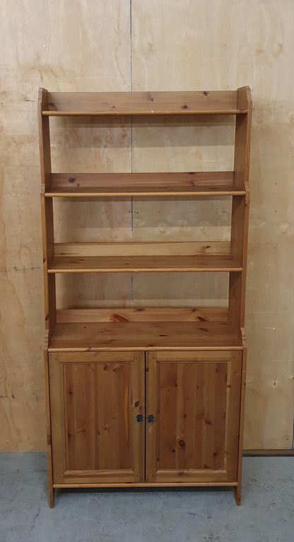 Tall Wooden Shelving Unit with 2 Bottom Doors - 103386
