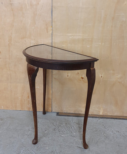 Mahogany Half Moon Glass Top Table with Cabriole Legs - 104900