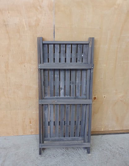 Grey Wood Folding Shelving Unit with 3 Slatted Shelves - 104008