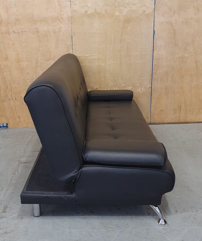 Black Faux Leather Click-Clak Sofa Bed - 104765