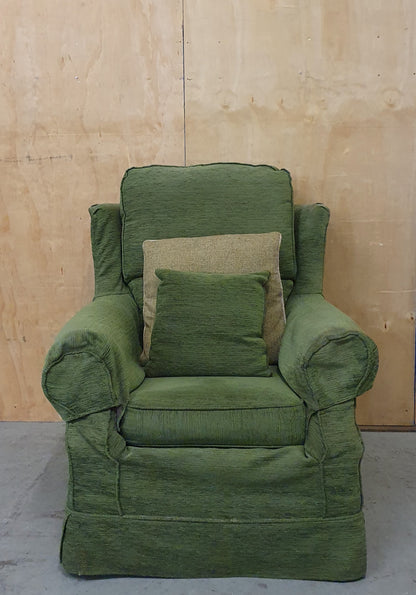 Green Fabric Armchair on Wheels - 104897