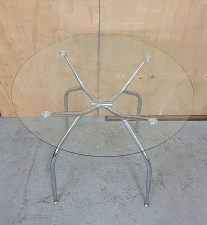 Round Glass Top Dining Table with Chrome Legs - EL104902