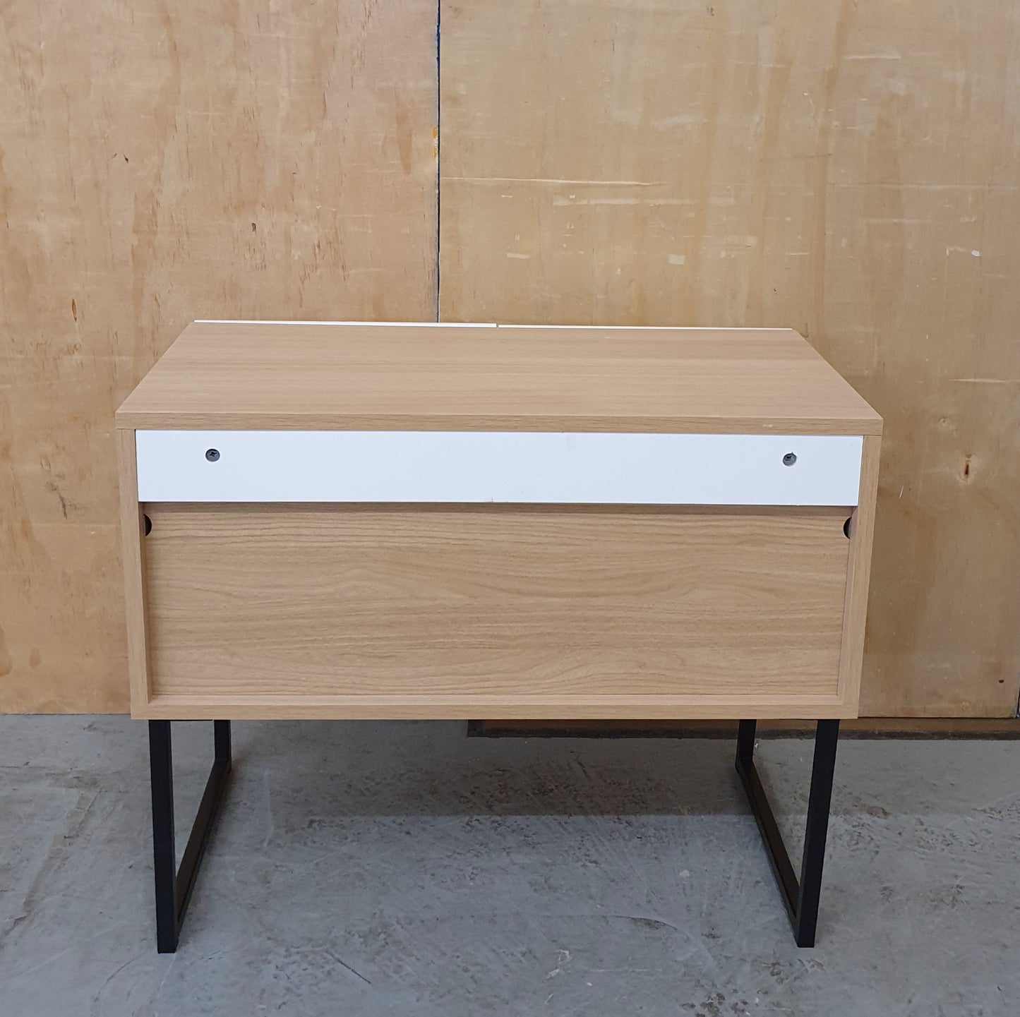 White Wooden 2 Door Cabinet with Black Metal Legs - 102958