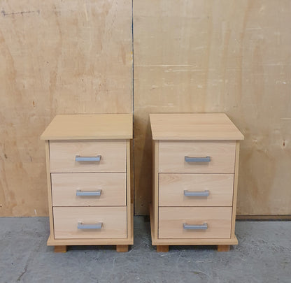 2 Matching 3 Drawer Wood Bedside Cabinets - EL104913 / EL104914