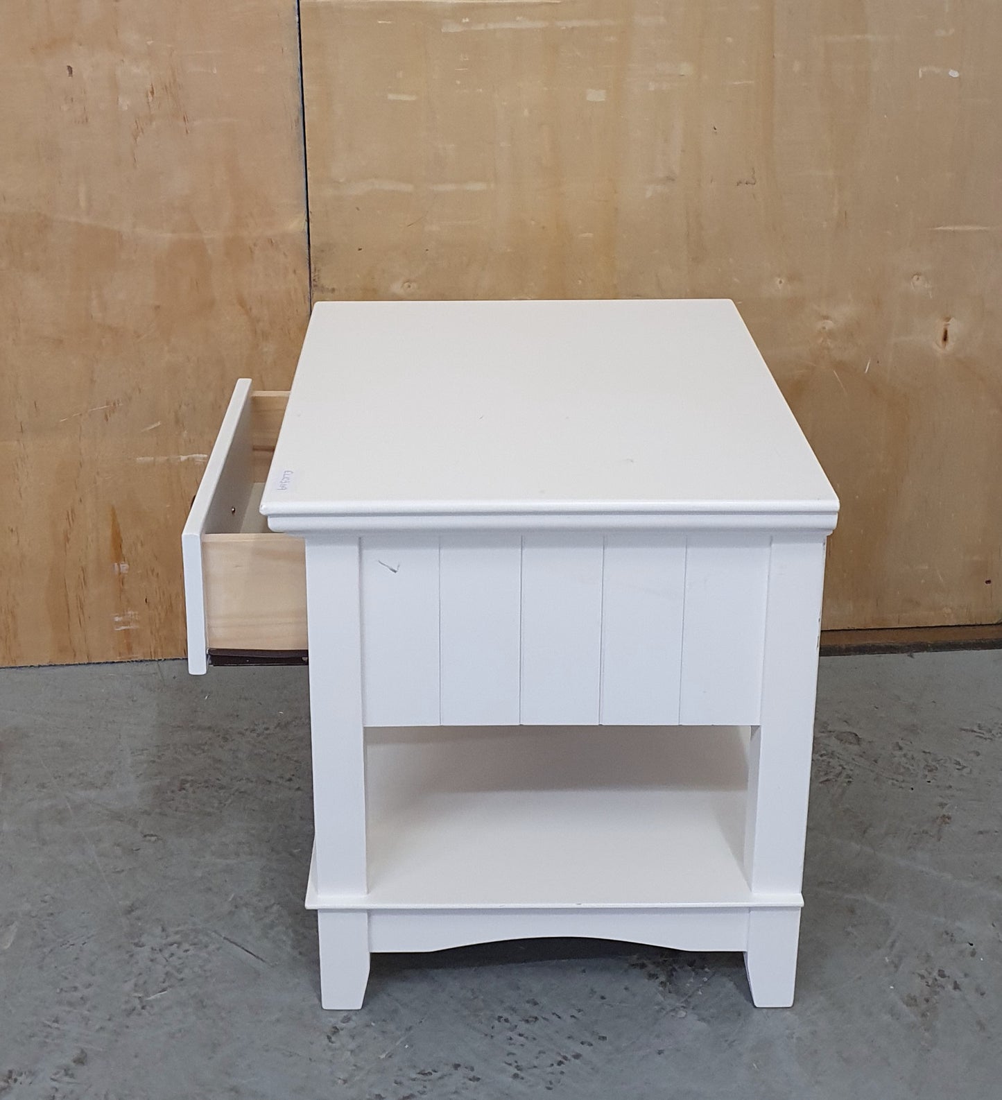 2 Tier White Wooden Bedside Cabinet with Drawer - EL103119