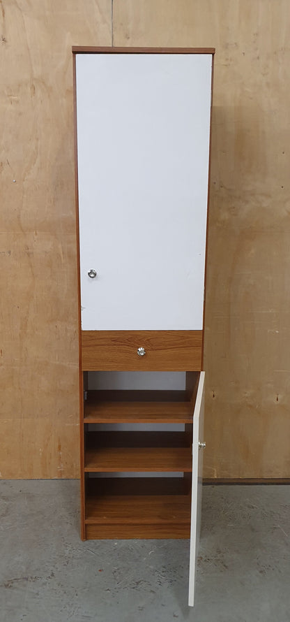 Slim Wood Wardrobe with 2 Doors and Central Drawer - 104598