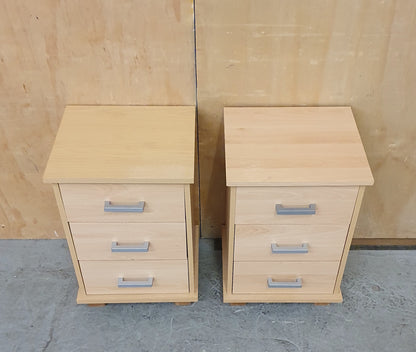 2 Matching 3 Drawer Wood Bedside Cabinets - EL104913 / EL104914