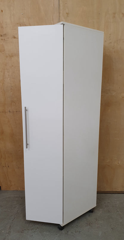 White Wood Single Door Wardrobe with 3 Internal Shelves - 104622