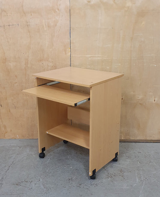 Small Wood Desk with Pull Out Shelf and Lower Shelf - EL104647
