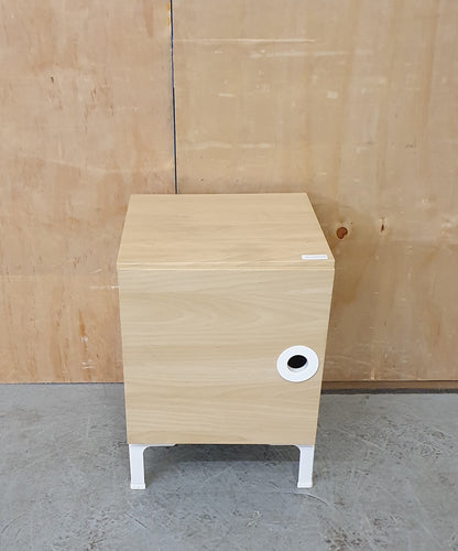 Single Wooden Bedside Cabinet with Circular Cut Out Handle and Internal Shelf - EL103949