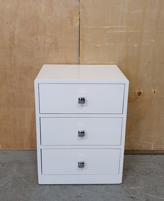 Single White 3 Drawer Bedside Cabinet - 104667