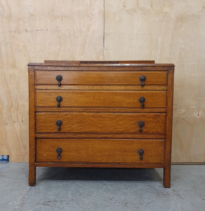 Vintage 4 Drawer Chest of Drawers with Engraved Top Panel - 104810