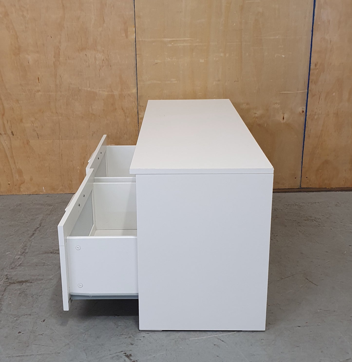 IKEA BRIMNES White TV Stand with 2 Deep Frosted Drawers - EL104907