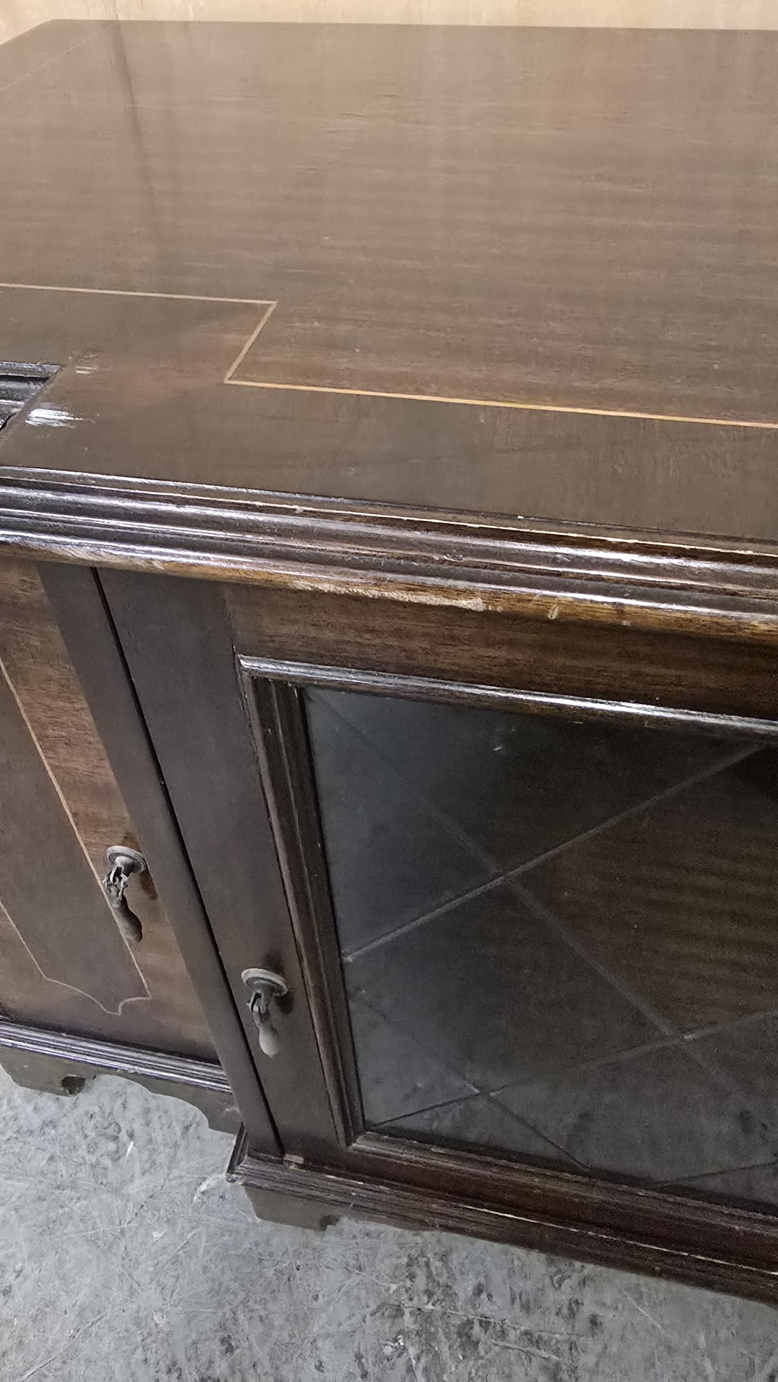 Vintage Mahogany Cabinet with 3 Doors and Open Top - 140925-04