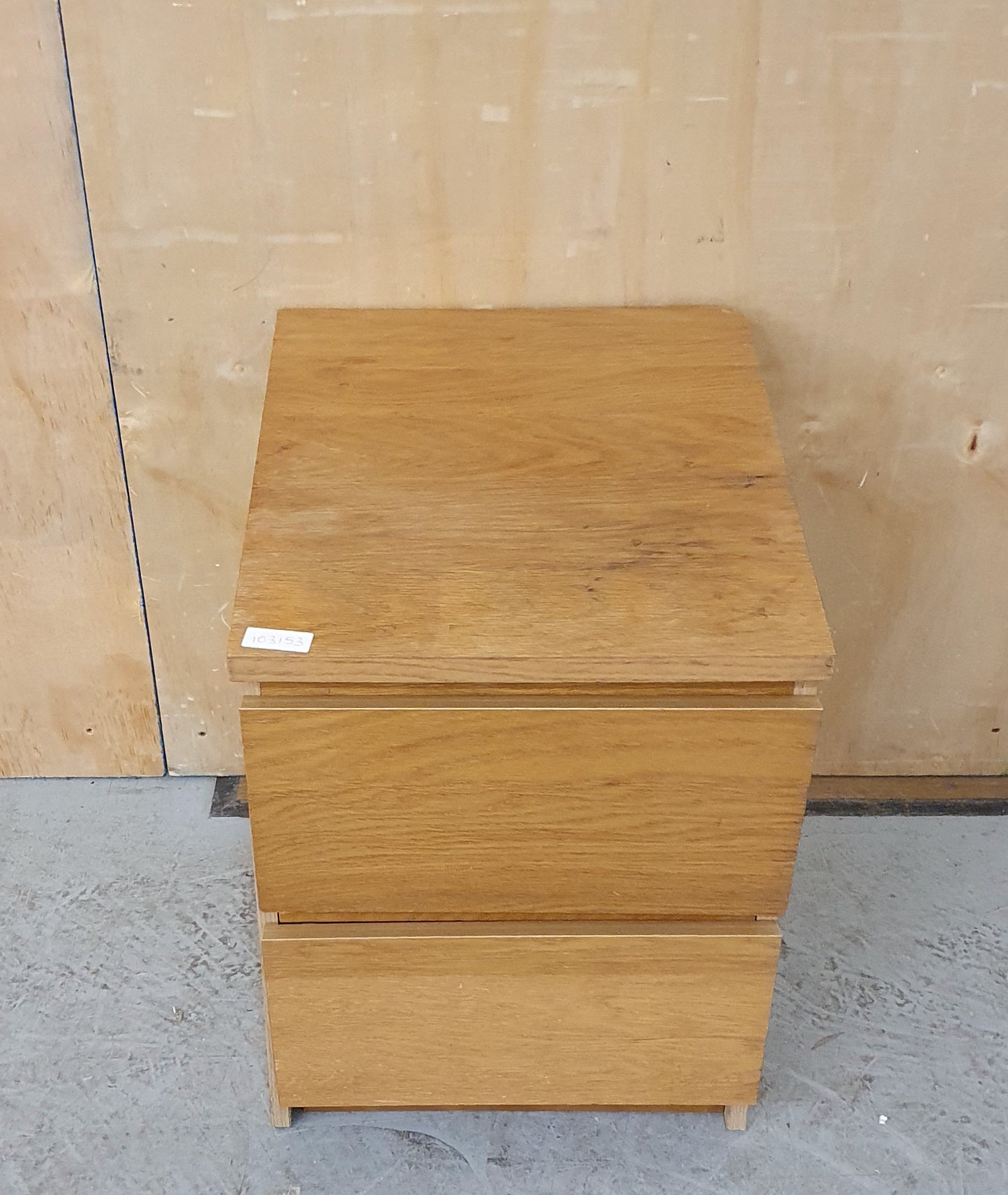 2 Drawer Single Wooden Bedside Cabinet - 103153