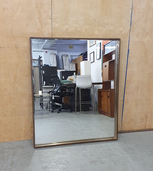 Large Square Brown Frame Mirror with Gold Inlay - EL104518