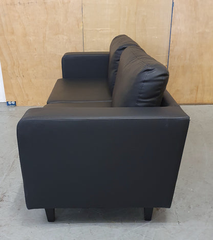 Black Faux Leather 2 Seater Sofa - 104863