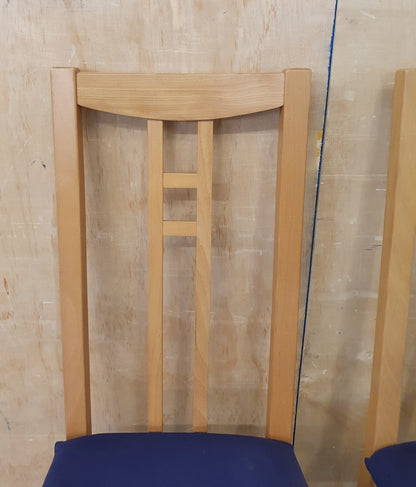 2 Matching Wood Dining Chairs with Blue Fabric Covered Seats - EL104557 / EL104558