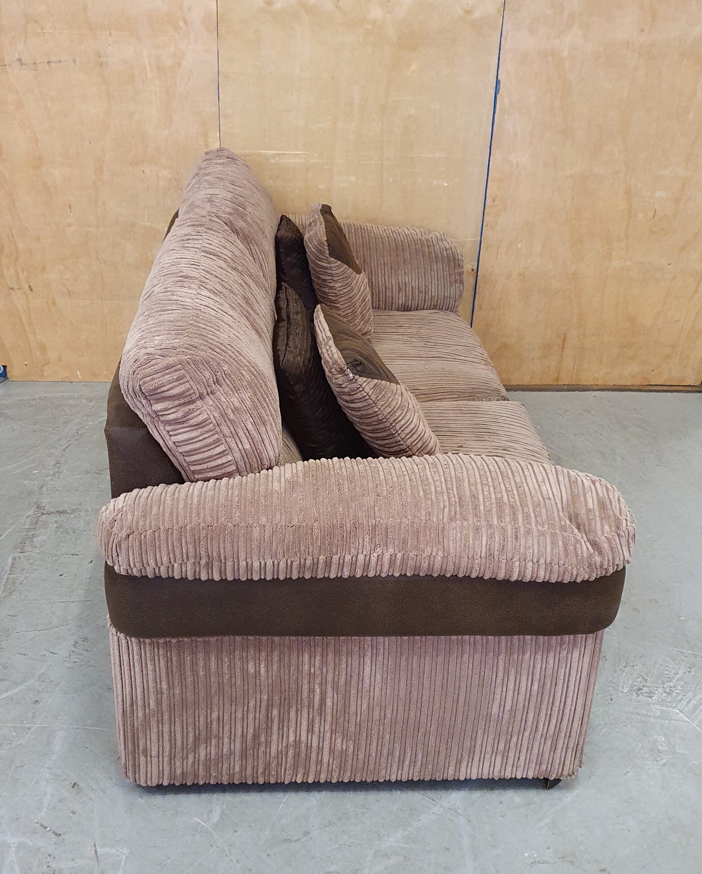 Brown Chunky Corduroy 2 Seater Sofa with Scatter Cushions - 1046111