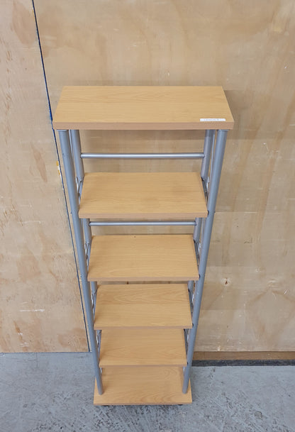 Small Slim Wooden Shelving Unit with Decorative Chrome Frame - 104007