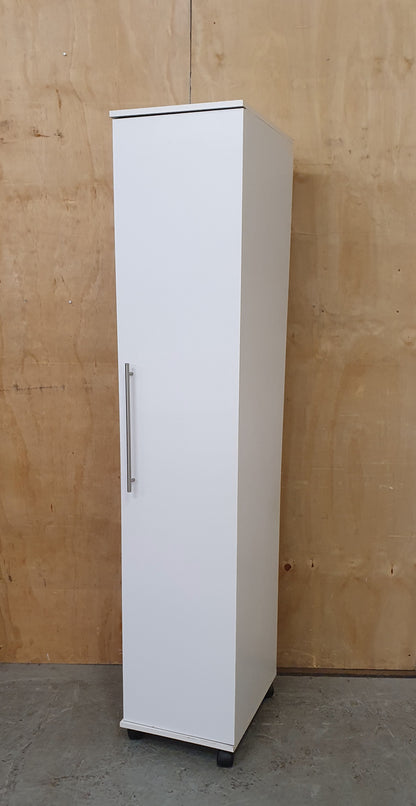 White Wood Single Door Wardrobe with 3 Internal Shelves - 104622