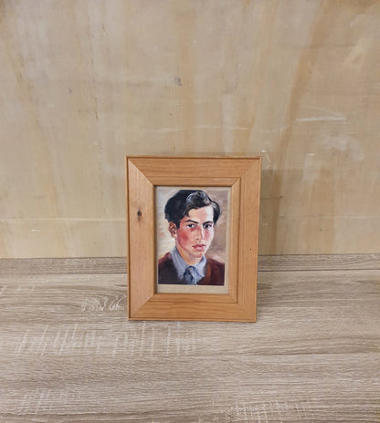 Painted Picture of Boy in Wooden Frame - BB160324-3