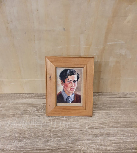 Painted Picture of Boy in Wooden Frame - BB160324-3