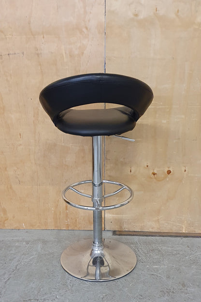 Single Black Faux Leather Height Adjustable Bar Stool with Chrome Base - EL104577