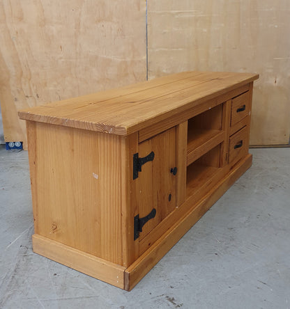 Pine TV Stand with 1 Door 2 Drawers and Centre Shelf - 104081