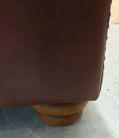 Brown Faux Leather Deep Buttoned Chesterfield 3 Seater Sofa - 104819