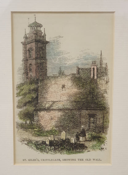 St. Giles, Cripplegate, Showing the Old Wall Vintage Art Print - 103739