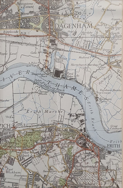 River Thames Map in Black Faux Leather Frame - 050425-02
