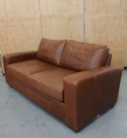 NEXT Brown Soft Leather 2 Seater Sofa Bed - 103909
