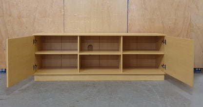 Wood TV Stand with 2 Slatted Doors and Internal Shelves - 104825
