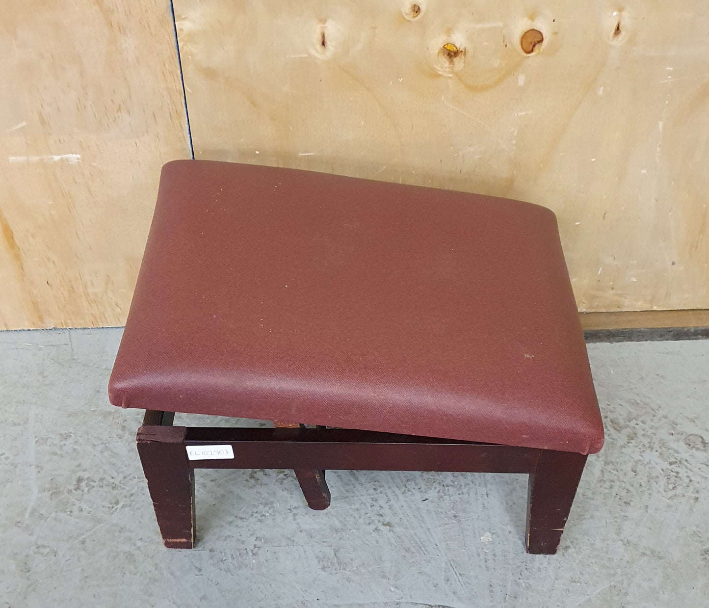 Maroon Vinyl Top Raised Wooden Footstool - EL102907