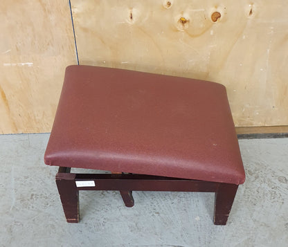 Maroon Vinyl Top Raised Wooden Footstool - EL102907