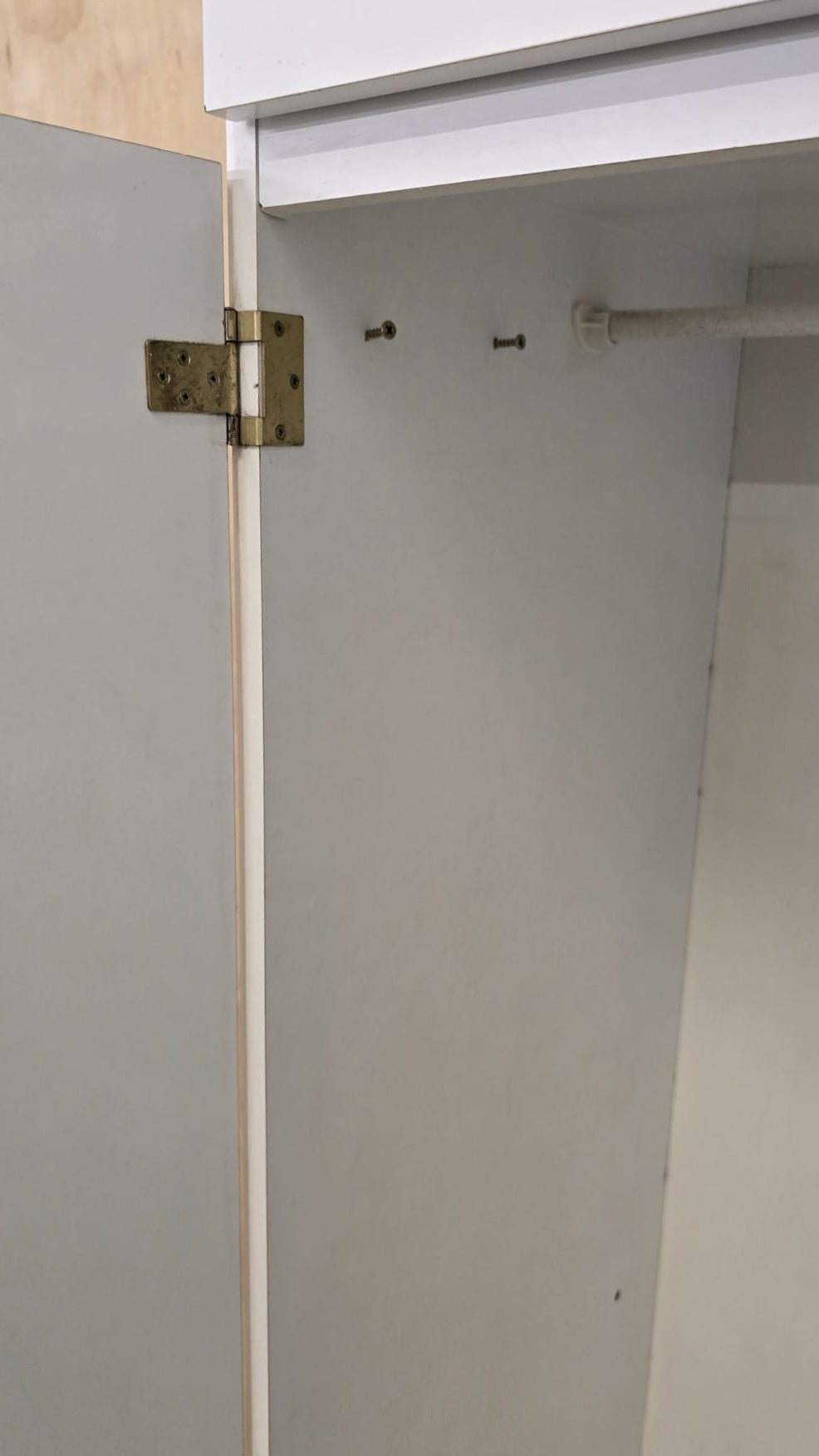 2 Door White Wood Wardrobe with Top Open Section - 110925-01