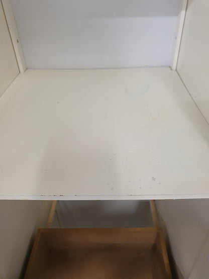Tall White Wood Cabinet with 2 Doors and 1 Central Drawer - 270925-01