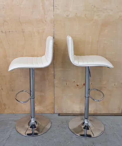 2 Matching Cream Faux Leather Height Adjustable Bar Stools - EL104575 / EL104576